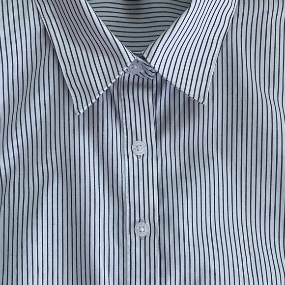 Ellen Tracy Non-Iron Striped Button Down Shirt, Size Large - Picture 3 of 12
